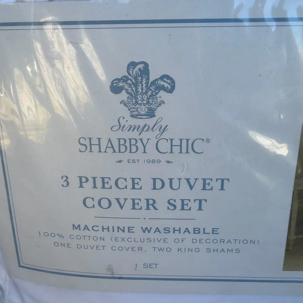 Simply Shabby Chic White Petticoat Lace Ruffled King 3-Piece Duvet Cover Set HTF